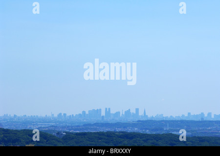 Skyline von Tokio aus Sagamiharam der Präfektur Kanagawa, Honshu, Japan Stockfoto