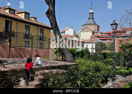 DEL PRINCIPE ANGLONA GARTEN, PLAZA DE LA PAJA, MADRID, SPANIEN Stockfoto