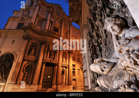 Rom. Italien. Die Kirche von San Carlo Alle Quattro Fontane & Juno-Brunnen Stockfoto