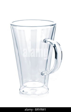 Leeres Glas Kaffee Latte Tasse isoliert auf weißem Hintergrund Stockfoto