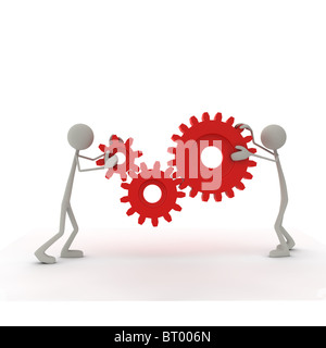 Figuren mit Zahnräder Stockfoto