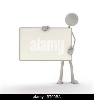 Figur mit Schild Stockfoto