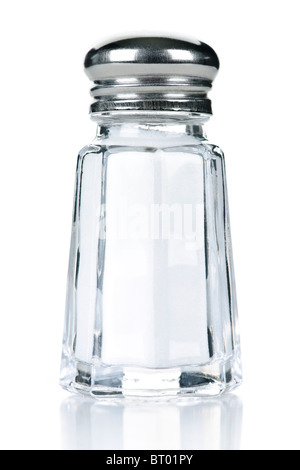 Salzstreuer Glas isoliert auf weißem Hintergrund Stockfoto