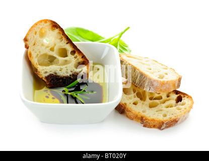 Italienisches Essen Vorspeise Brot Olivenöl und Balsamico-Essig Stockfoto