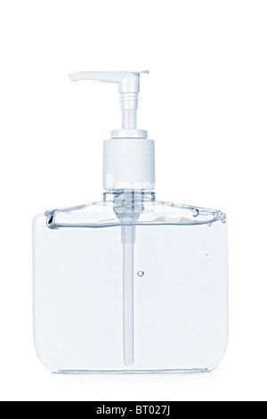 Isolierte Hand Sanitizer Seifenspender auf weißem Hintergrund Stockfoto