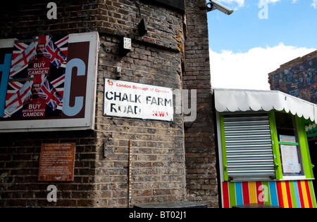 London Camden Town, Chalk Farm Road sign Stockfoto