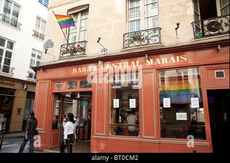 Bar Le Central im Viertel Marais, Paris, Frankreich Stockfoto