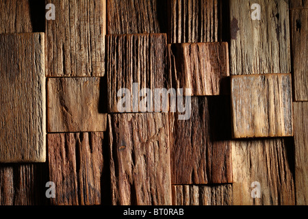 Die Textur von einer Holz-Blöcken, die leicht übereinander liegen. Es sieht wirklich dramatisch! Stockfoto