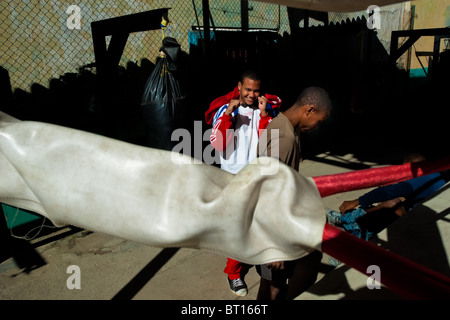 Junge kubanische Kämpfer vor einer Trainingseinheit bei Rafael Trejo Boxing Gym in Havanna, Kuba. Stockfoto