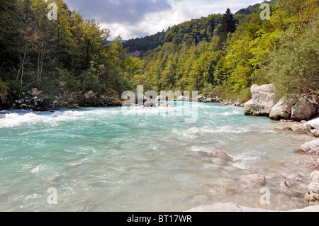 Soca Fluss Soca-Tal, Nationalpark Triglav, Julischen Alpen, Slowenien, September 2010 Stockfoto