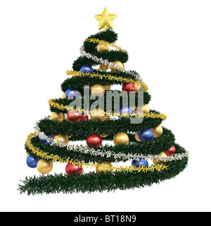 stilisierten Weihnachtsbaum isoliert auf weißem Hintergrund mit Beschneidungspfad redy für exakte Isolierung Stockfoto