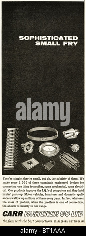 Anzeige für Carr Fastener Co Ltd in der Zeitschrift vom 12 Januar 1966 Stockfoto