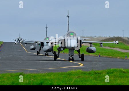 Saab JAS 39 Gripen einzelnes engined schnell militärische schwedischen Kampfjet Flugzeug.  SCO 6851 Stockfoto