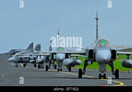 Saab JAS 39 Gripen einzelnes engined schnell militärische schwedischen Kampfjet Flugzeug.  SCO 6850 Stockfoto