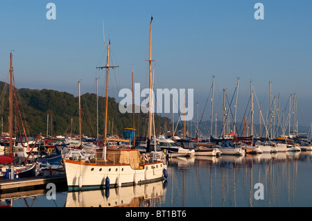 frühen Morgenlicht an Mylor Yacht-Hafen in der Nähe von Falmouth in Cornwall, Großbritannien Stockfoto