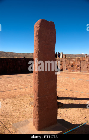 Der Kon Tiki-Skulptur, in der Templete Semisubterraneo, Tiwanaku, archäologische Stätte, eine Pre-Inka-Zivilisation, in Bolivien. Stockfoto