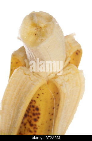 Halb gegessen Banane Studio Ausschnitt Stockfoto