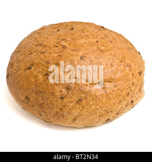 Handgemachte Getreidespeicher Brot aus niedrigen Perspektive isoliert gegen weiß. Stockfoto