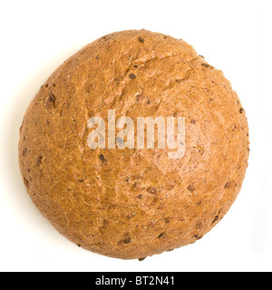 Handgemachte Getreidespeicher Brot von oben isoliert gegen weiß. Stockfoto