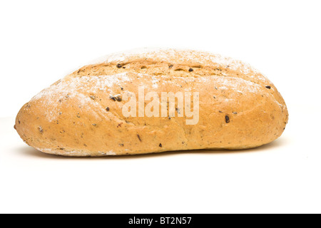 Handgemachte Kartoffel n Kräuterbrot aus niedrigen Perspektive isoliert gegen weiß. Stockfoto