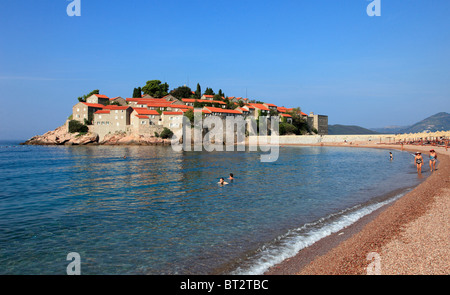 Montenegro, Sveti Stefan, Aman Resort, Strand, Menschen, Stockfoto