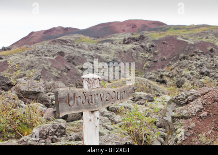 Vulkanischer Lava Flow in Heimaey-Stadt, die das Dorf Westmännerinseln, Island fast vernichtet. Stockfoto