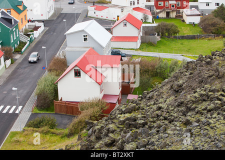 Vulkanischer Lava Flow in Heimaey-Stadt, die das Dorf Westmännerinseln, Island fast vernichtet. Stockfoto