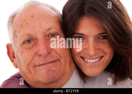 glücklicher Vater und Tochter gab eine Zärtlichkeit Umarmung Stockfoto