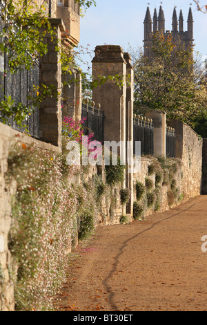 Wände des Merton College, Deadman Spaziergang in Oxford, späten Herbst 7 Stockfoto