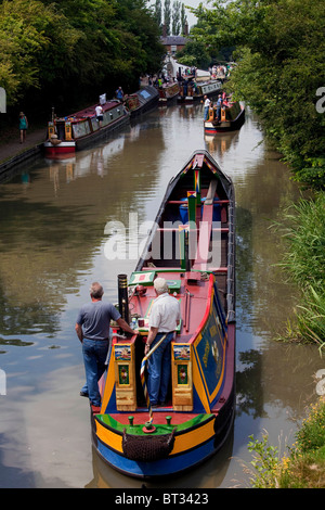 Narrowboats sammeln das Herzstück des Kanalsystems UK bei Braunston für die historischen schmalen Boot und Kanal-Rallye.  DAVID MANSELL Stockfoto