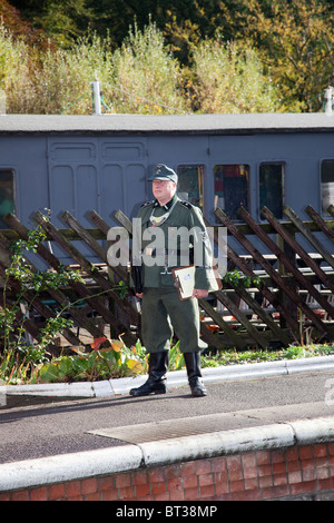 Kostümierte Re-Enactor   WW 2 deutschen Soldaten in Uniform an der Pickering Kriegszeit Wochenende, Oktober 2010, Yorkshire, UK Stockfoto