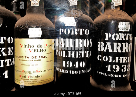Portugal, Lissabon: Old Port Wein Flaschen in einer Weinhandlung Stockfoto