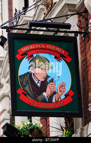 Sherlock Holmes Pub Schild, Northumberland Street, London, England, UK Stockfoto