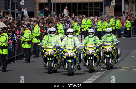 Polizei Motorrad Schottland Edinburgh Patrouille Straßen UK, Europa Stockfoto