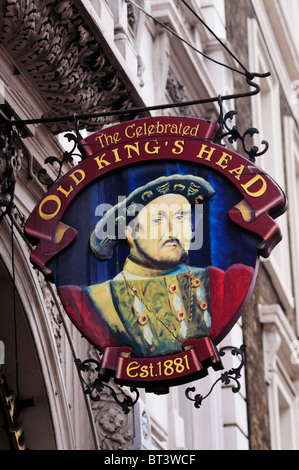 Der feierte alte König Head Pub Schild, Borough High Street, Southwark, London, England, UK Stockfoto