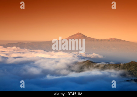 Kanarische Inseln, La Gomera, Garajonay-Nationalpark (UNESCO-Website), Blick auf der Insel Teneriffa und Mt Teide von La Gomera Stockfoto