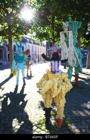 Skulptur von Karneval Musikband am Vrijthof-Platz Maastricht Niederlande Stockfoto