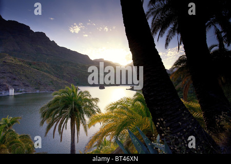 Kanarische Inseln, Gran Canaria, Santa Lucia, La Sorrueda Reservoir Stockfoto