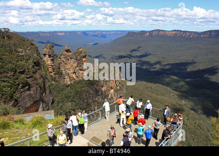 Echo Point Lookout mit den drei Schwestern über die Blue Mountains National Park, New-South.Wales, Ost-Australien, Australien Stockfoto