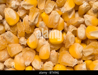 Haufen von Golden Mais Körner, Nahaufnahme Stockfoto
