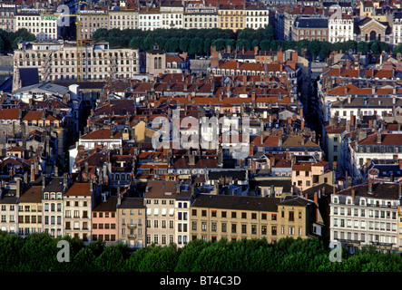 Gebäude entlang der Waterfront, Waterfront, Riverside, Saone Fluss, Stadt Lyon, Lyon, Rhône-Alpes, Frankreich, Europa Stockfoto