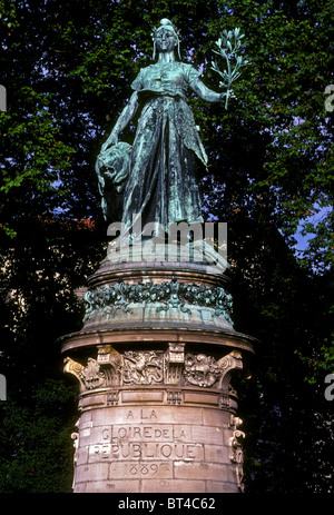 Bronze, Statue, Statue der Republik, Place Carnot, Stadt Lyon, Lyon, Rhône-Alpes, Franken, Europa Stockfoto