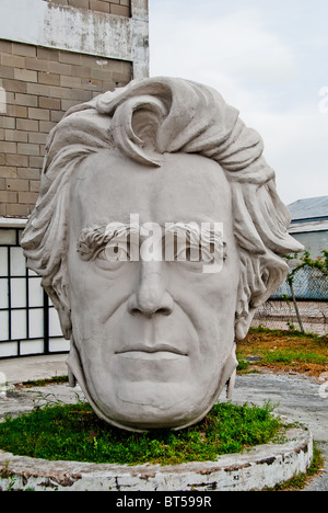 Weiße Betonskulptur von Andrew Jackson (7. US-Präsident) David Adickes Sculpturworx Studio in Houston, Texas, USA Stockfoto