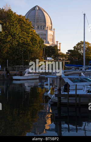 Bahá ' í-Tempel in Wilmette - gesehen von Marina. Stockfoto