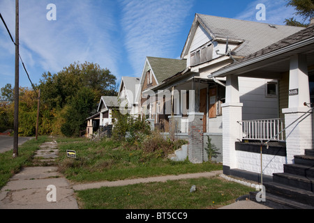 Verlassene Häuser Westseite des Detroit Michigan USA Stockfoto