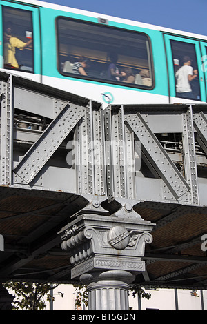 Paris, oberirdischen Abschnitt der Metrolinie 2 Stockfoto