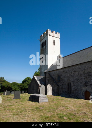 Die Pfarrkirche am Manorbier Pembrokeshire wales Stockfoto