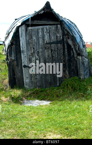 Öffnen Sie Ruderboot Lindisfarne Northumberland Gezeiten-Insel Nord-Ostküste England Holy Island, Zivilgemeinde. Parker Chronicle P Stockfoto