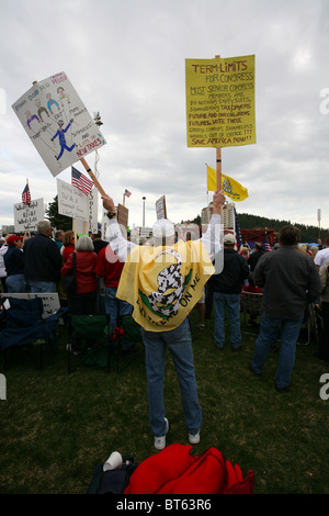 TEA-Party-Kundgebung am Coeur D Alene, Idaho, 15. April 2009. Stockfoto