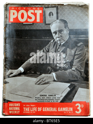 30. September 1939 Oberbefehlshaber general Gamelin Französisch Frankreich Armee Picture Post prominente fotojournalistischen Zeitschrift veröffentlichte Stockfoto